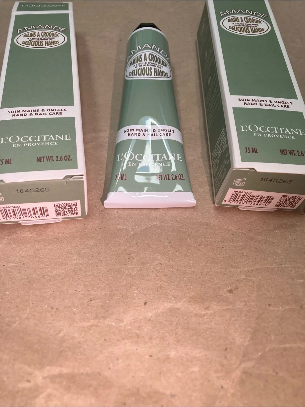2 x L'Occitane almond amande hand & nail care Hand Cream 75ml